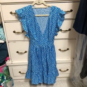 blue and white dress